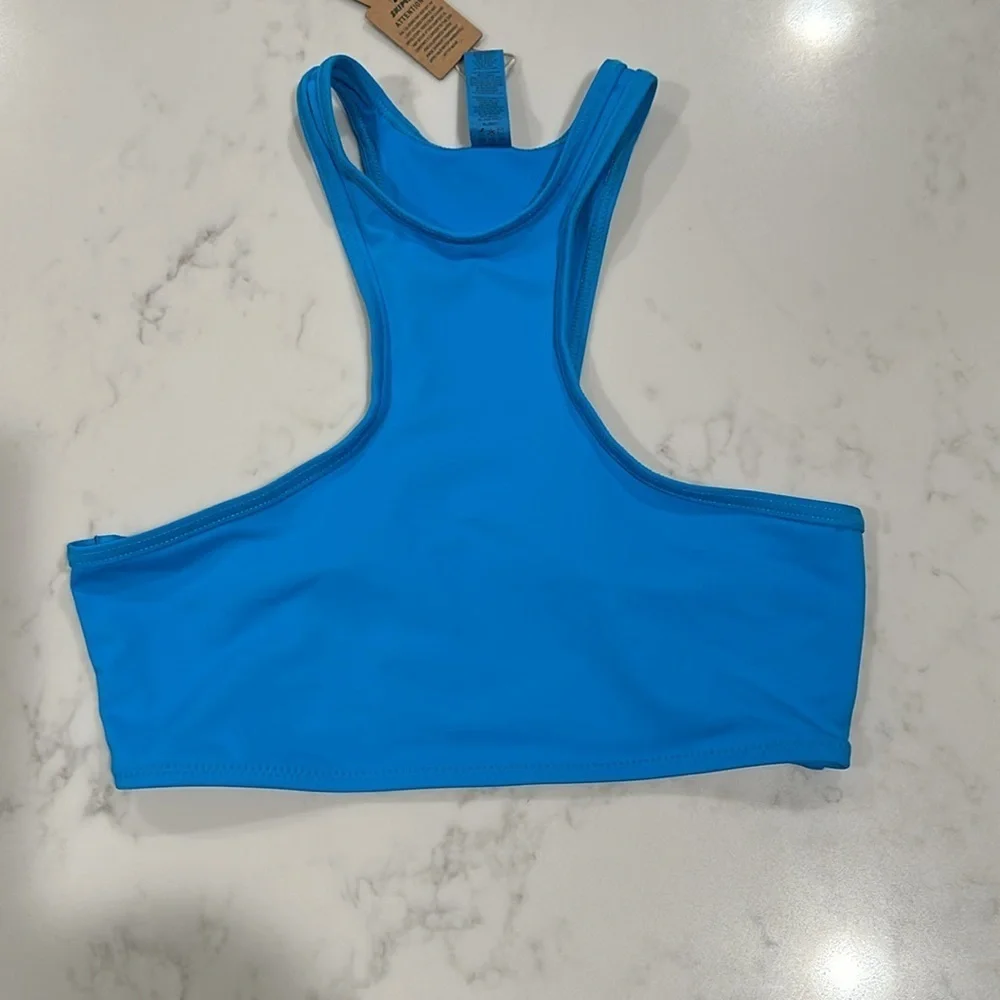 SKIMS Women's Swim High Neck Racerback Top Turquoise size XS